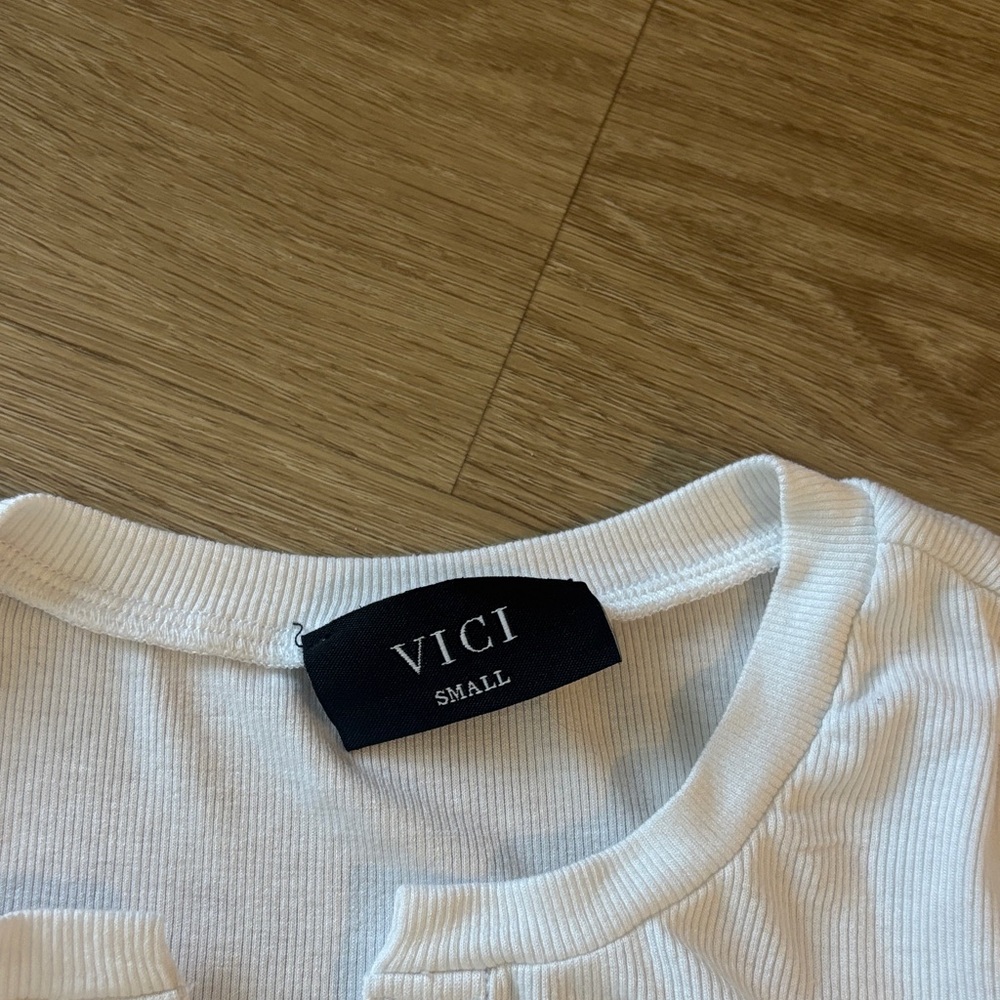 Vici Collection White Rubbed Button-Up Bodysuit - image 3